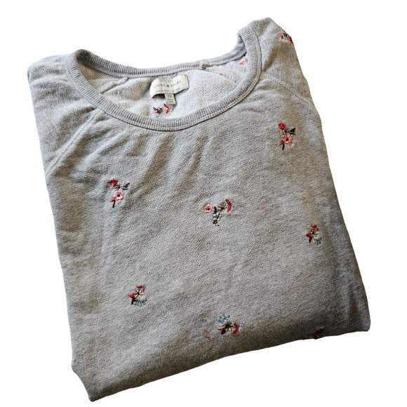 Lucky Brand Tops - Lucky Brand Women's Gray Sweatshirt Sweater Top floral embroidery size 2X